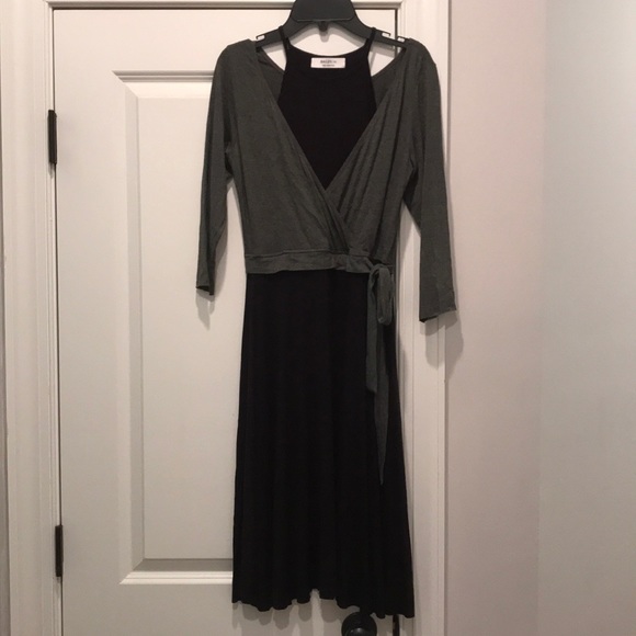 Bailey 44 Black Gray Faux Wrap Dress Anthro - Picture 3 of 7